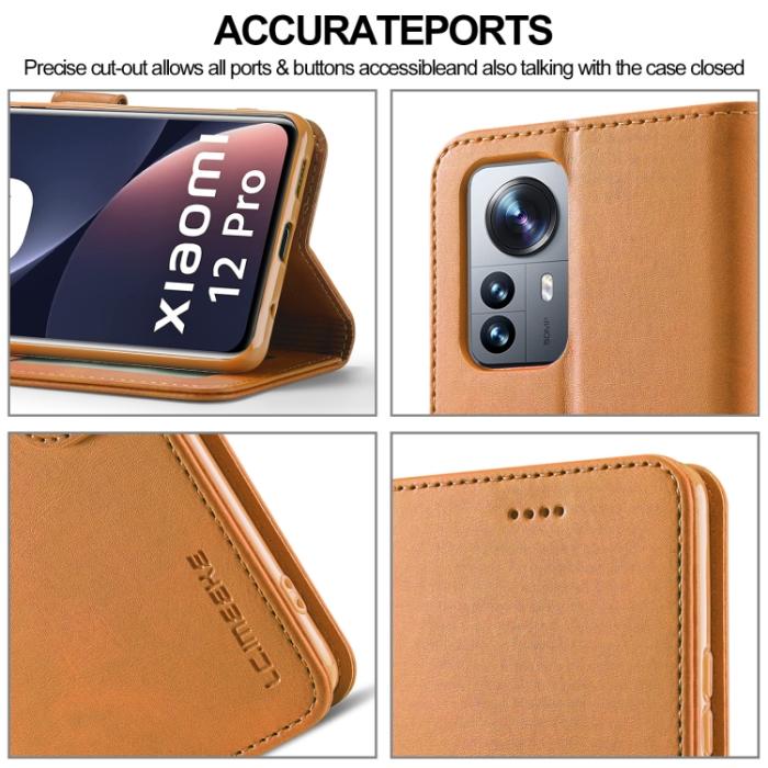 Bild 5, LC.IMEEKE Xiaomi 12 Pro Fodral Läder Brun