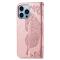 iPhone 13 Pro Max Fodral Butterfly Textur Läder Roséguld