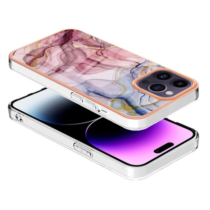 Bild 3, iPhone 16 Pro Skal TPU Marmor Roséguld