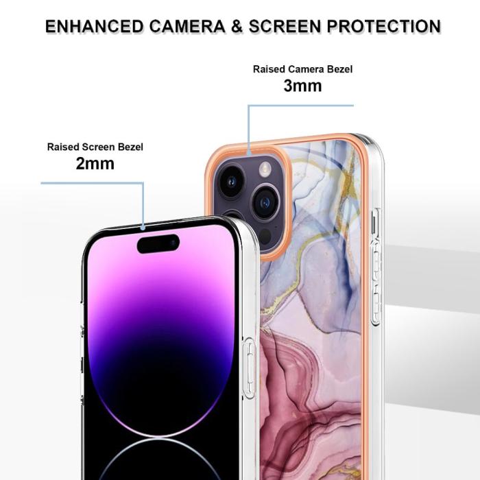 Bild 4, iPhone 16 Pro Skal TPU Marmor Roséguld