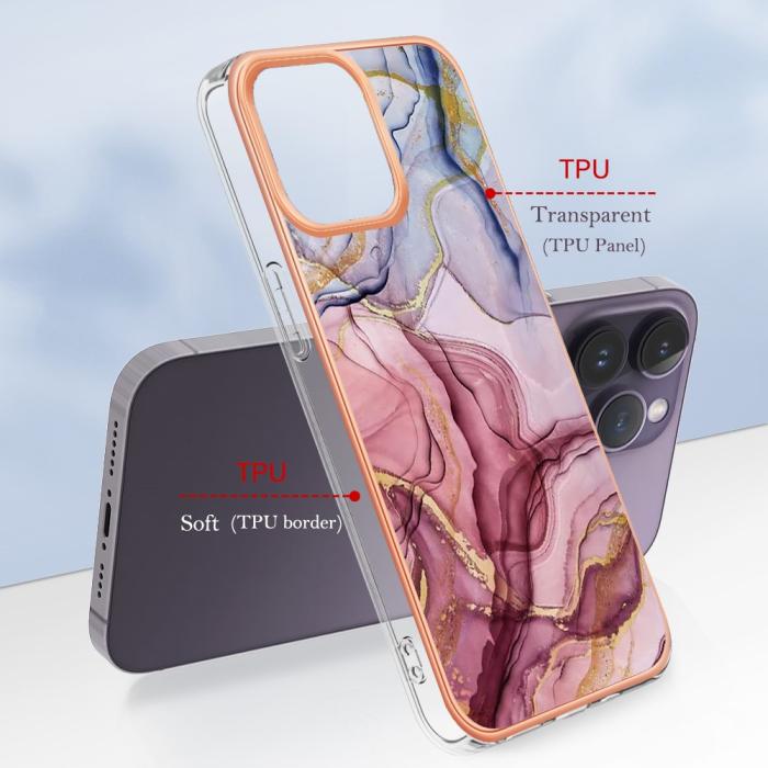 Bild 6, iPhone 16 Pro Skal TPU Marmor Roséguld