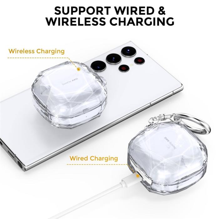 Bild 3, AHASTYLE Galaxy Buds 2/Pro/Live Skal Diamond Transparent