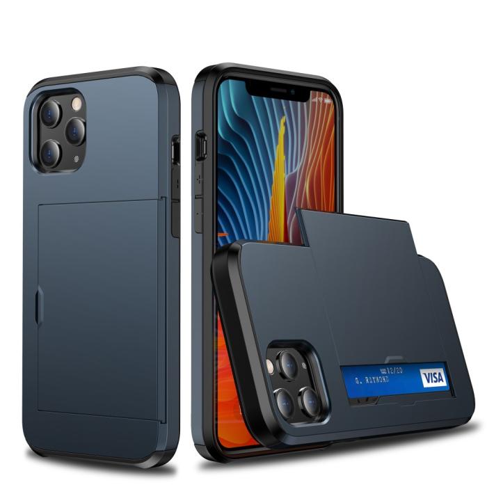 Bild 1, iPhone 12 / 12 Pro - Hybrid Skal Med Kortfack - Blå