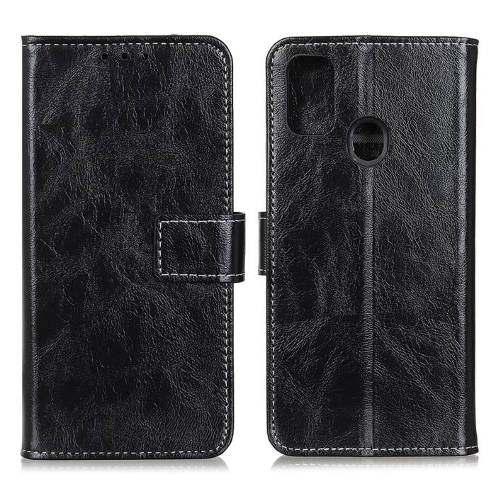 Bild 1, Motorola Moto G10/G20/G30 - Crazy Horse Läder Fodral - Svart