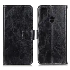 Motorola Moto G10/G20/G30 - Crazy Horse Läder Fodral - Svart