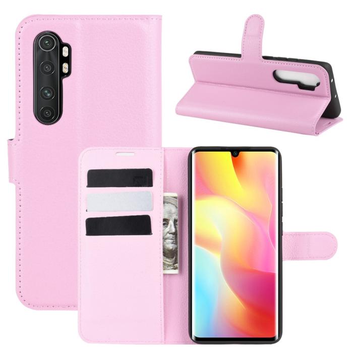 Bild 1, Xiaomi Mi Note 10 Lite - Litchi Plånboksfodral - Ljus Rosa