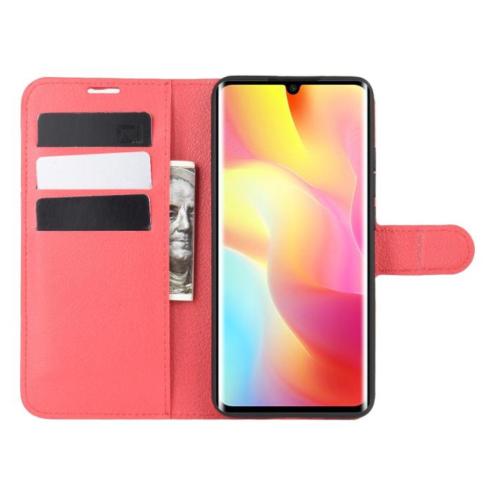 Bild 4, Xiaomi Mi Note 10 Lite - Litchi Plånboksfodral - Röd