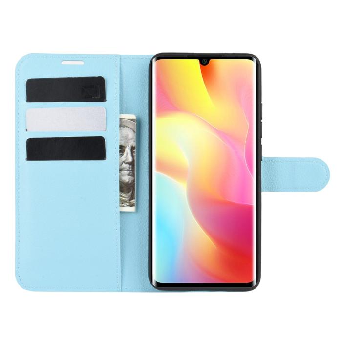 Bild 4, Xiaomi Mi Note 10 Lite - Litchi Plånboksfodral - Ljus Blå