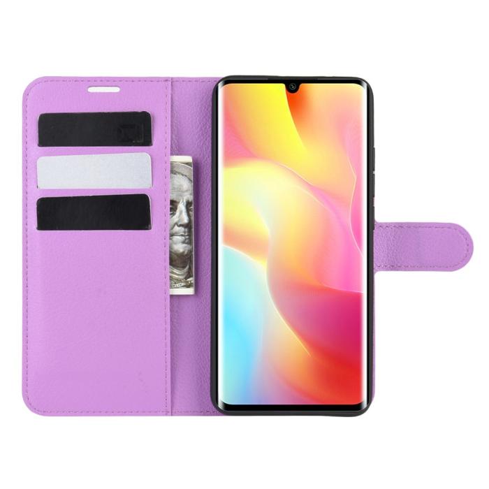 Bild 4, Xiaomi Mi Note 10 Lite - Litchi Plånboksfodral - Lila