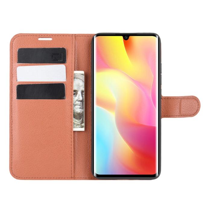 Bild 4, Xiaomi Mi Note 10 Lite - Litchi Plånboksfodral - Brun
