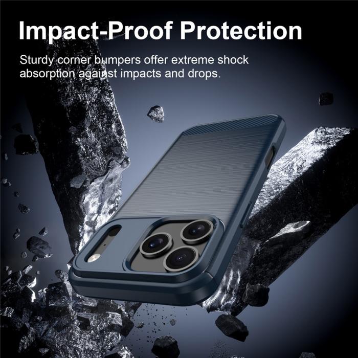 Bild 4, iPhone 18 Pro / 17 Pro Skal TPU Kolfiber Textur Blå