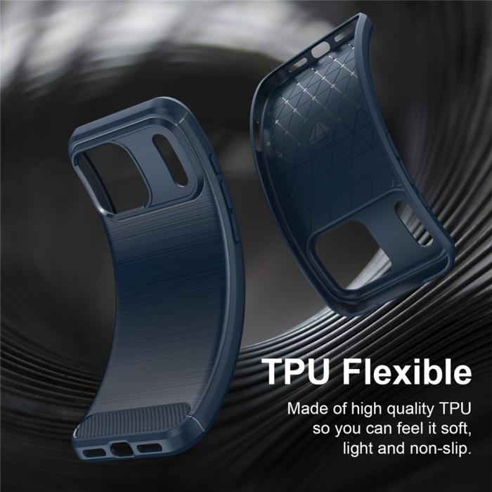 Bild 5, iPhone 18 Pro / 17 Pro Skal TPU Kolfiber Textur Blå