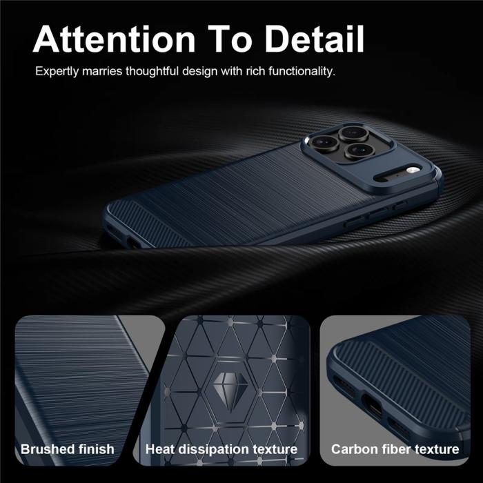 Bild 6, iPhone 18 Pro / 17 Pro Skal TPU Kolfiber Textur Blå