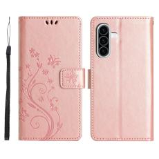 Samsung Galaxy A27 5G Fodral Blommor/Fj&auml;rilar Ros&eacute;guld