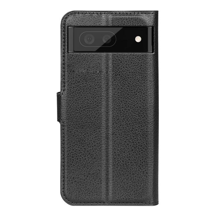 Bild 3, Google Pixel 6A Fodral Litchi Läder Svart