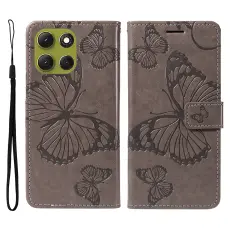 Motorola Moto G86 Power/G86 5G Fodral Fj&auml;ril Tryck Gr&aring;