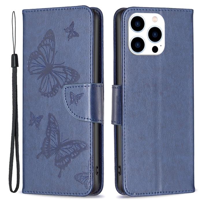 Bild 1, iPhone 16 Pro Max Fodral Med Fjäril Tryck Mörk Blå