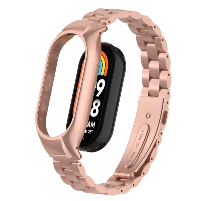 Bild 1, Xiaomi Smart Band 9/8 Lyxigt Metallarmband Roséguld