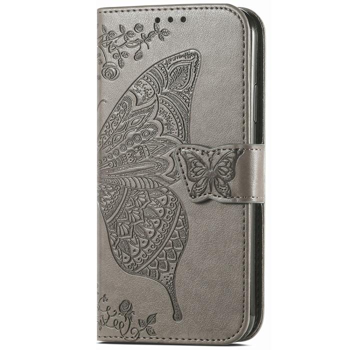 Bild 5, Samsung Galaxy S23 FE Fodral Fjäril Tryck Grå