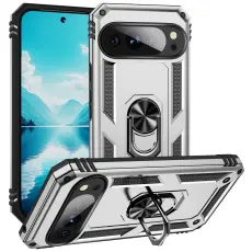 Google Pixel 10 / 10 Pro Skal Armor Ring Hybrid Silver