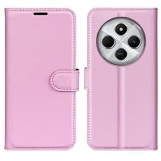 Xiaomi Redmi 14C Fodral Litchi L&auml;der Ljus Rosa