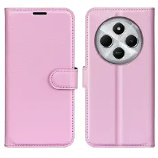 Xiaomi Redmi 14C Fodral Litchi L&auml;der Ljus Rosa