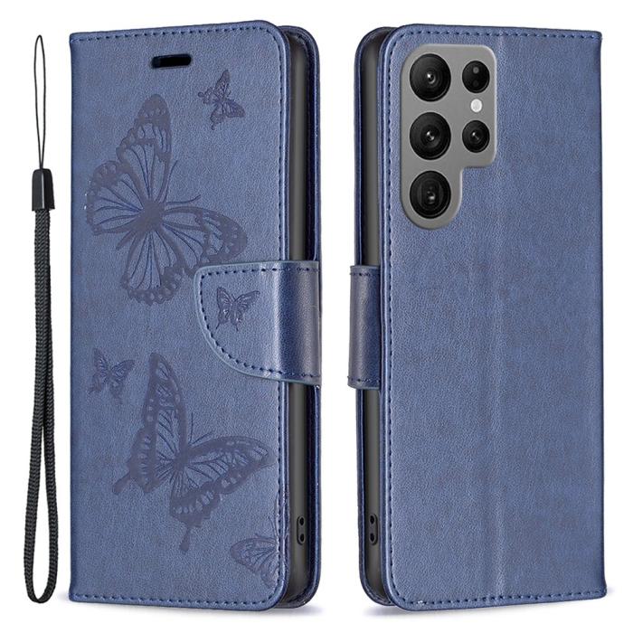 Bild 1, Galaxy S24 Ultra Fodral Med Fjäril Tryck Mörk Blå