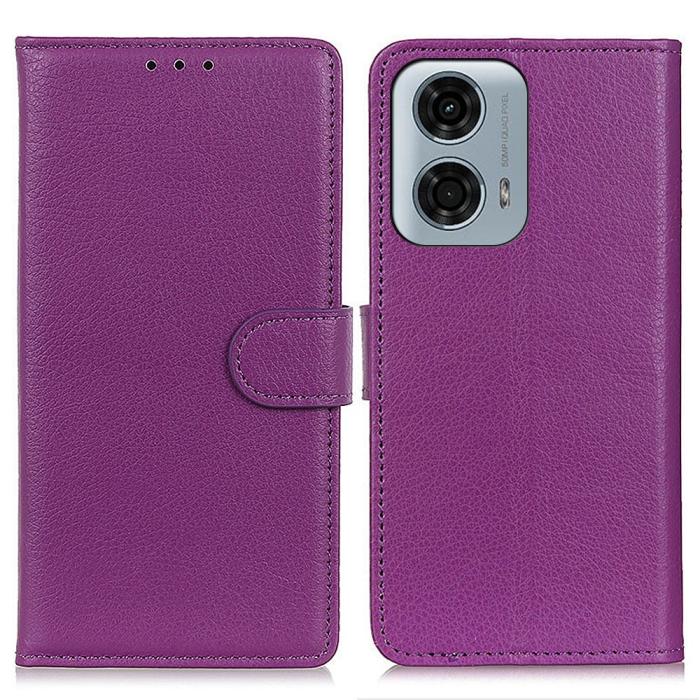 Bild 1, Motorola Moto G04 4G/G24 4G Litchi Läder Fodral Lila