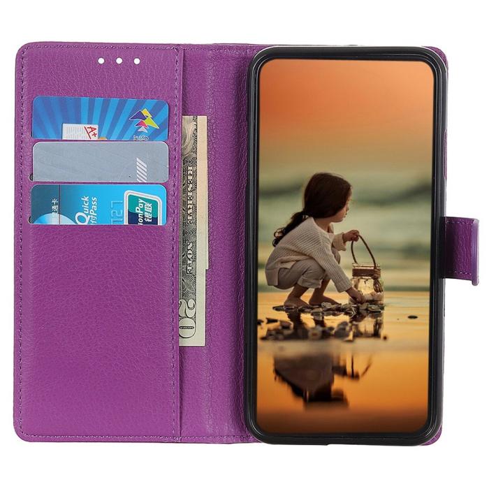 Bild 3, Motorola Moto G04 4G/G24 4G Litchi Läder Fodral Lila