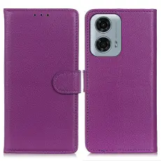 Motorola Moto G04 4G/G24 4G Litchi Läder Fodral Lila