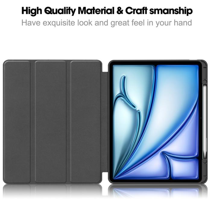 Bild 2, iPad Air 13 2026-2024 Fodral Tri-Fold Pennhållare Grå