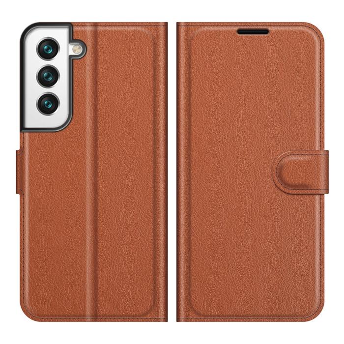 Bild 1, Samsung Galaxy S22 Plus Fodral Litchi Textur Brun