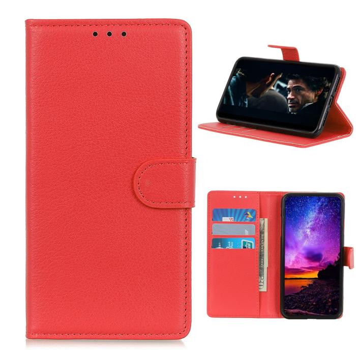 Bild 1, Nokia 3.4 - Litchi Läder Fodral - Röd