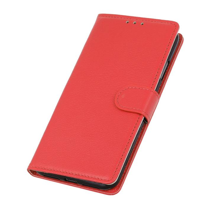 Bild 4, Nokia 3.4 - Litchi Läder Fodral - Röd