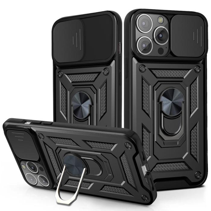 Bild 1, iPhone 13 - Hybrid Ring Skal CamShield - Svart