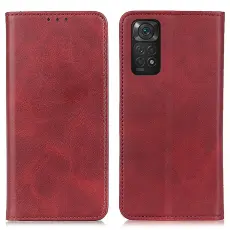 Xiaomi Redmi Note 11 4G Fodral Flip L&auml;der R&ouml;d