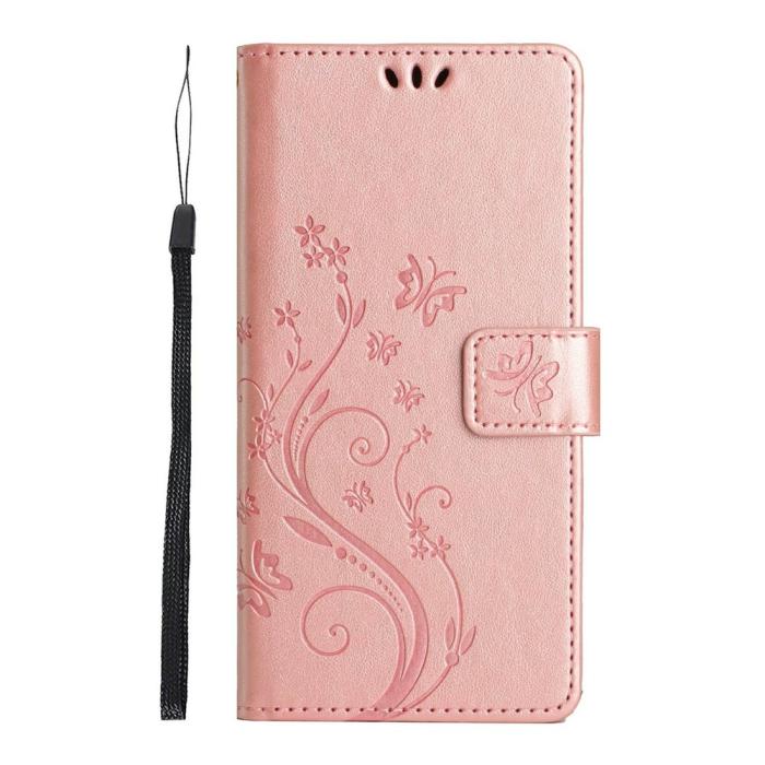 Bild 5, Samsung Galaxy A27 5G Fodral Blommor/Fjärilar Roséguld