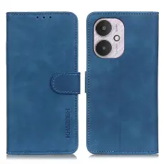 KHAZNEH Xiaomi Redmi 13C 4G Fodral Retro L&auml;der Bl&aring;