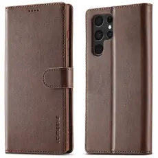 LC.IMEEKE Samsung Galaxy S25 Ultra Fodral L&auml;der Brun