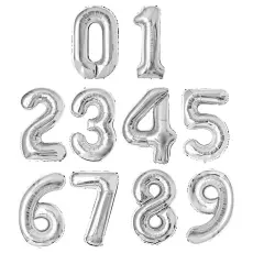 Sifferballong Nummer 0 40 cm Silver