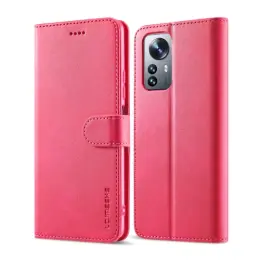 LC.IMEEKE Xiaomi 12 Pro Fodral Läder Röd/Rosa