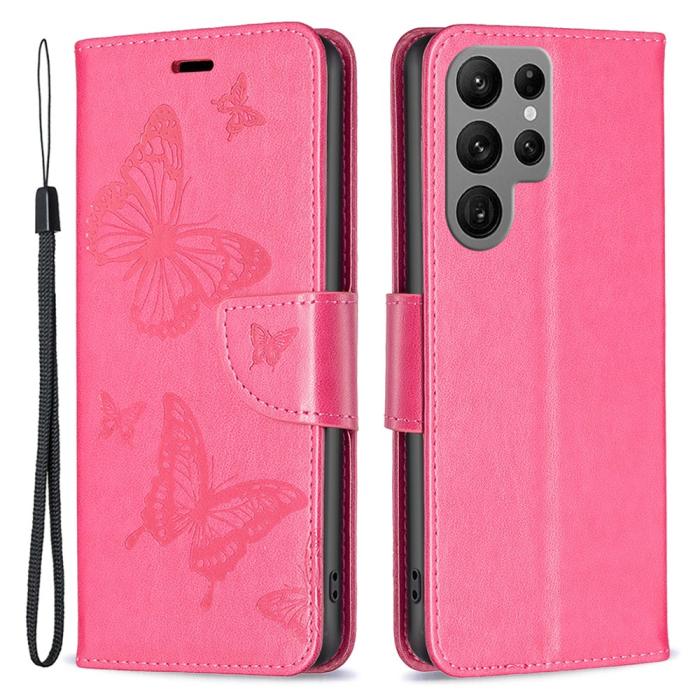 Bild 1, Galaxy S24 Ultra Fodral Med Fjäril Tryck Rosa