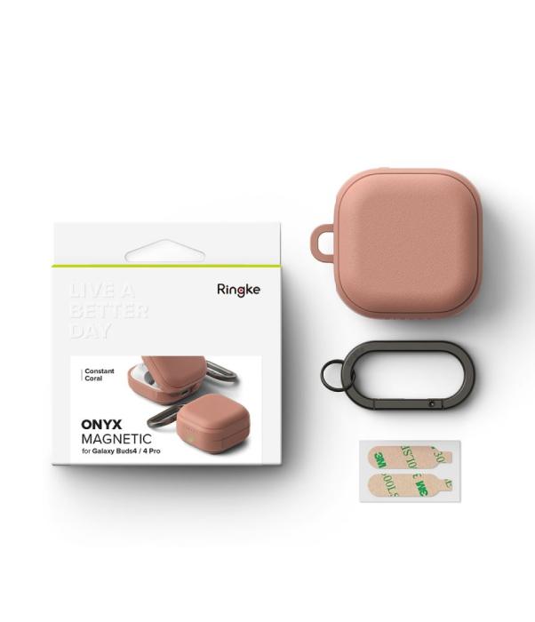 Bild 6, Ringke Galaxy Buds 4 / 4 Pro Skal MagSafe Onyx Constant Coral