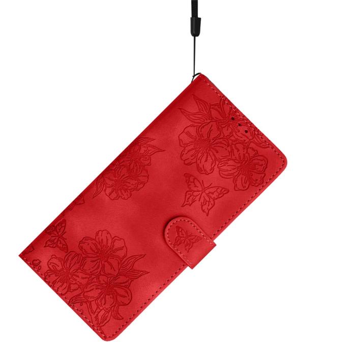 Bild 4, Samsung Galaxy S26 Ultra Fodral Med Blommigt Tryck Läder Röd