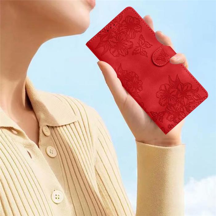Bild 5, Samsung Galaxy S26 Ultra Fodral Med Blommigt Tryck Läder Röd