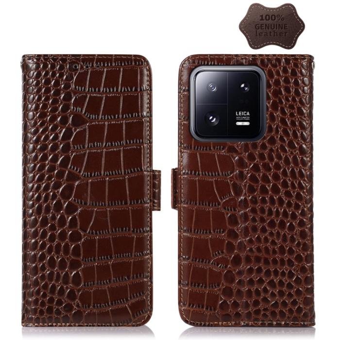 Bild 1, Xiaomi 13 Pro 5G Fodral Krokodil Textur Brun
