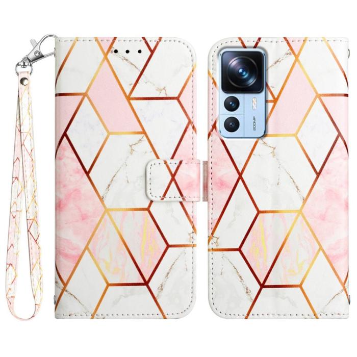Bild 1, Xiaomi 12T / 12T Pro Fodral Marmor Ljus Rosa/Vit