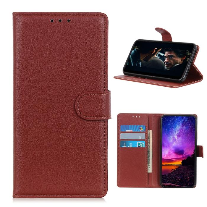 Bild 1, Nokia 3.4 - Litchi Läder Fodral - Brun