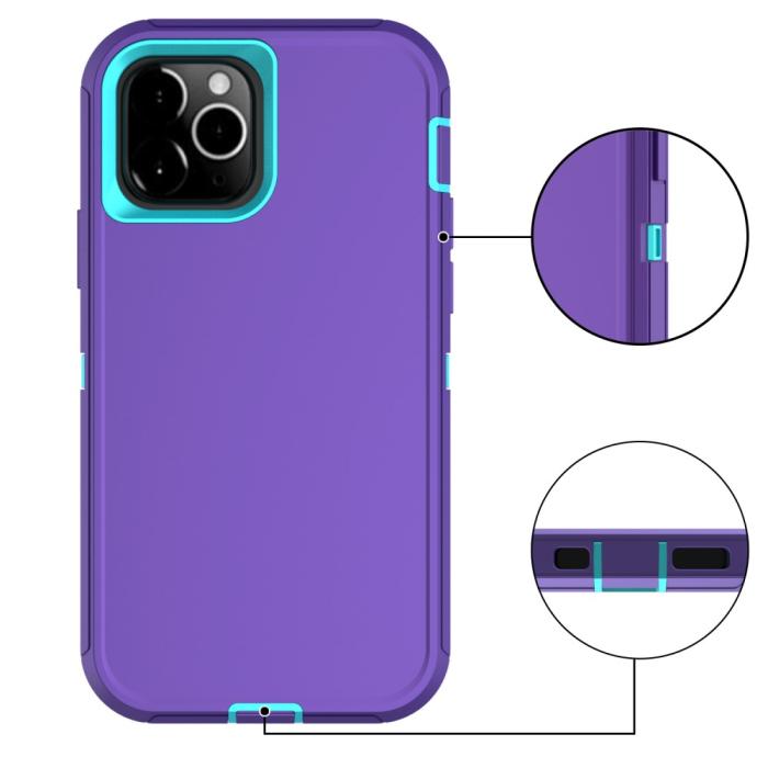 Bild 4, iPhone 12 / 12 Pro - Shockproof Skal Med Bältesklämma - Lila/Blå