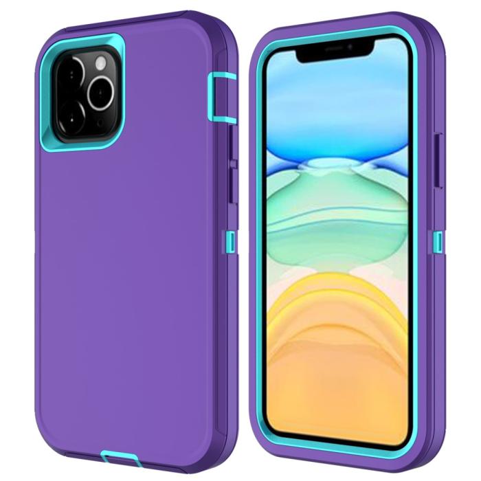 Bild 5, iPhone 12 / 12 Pro - Shockproof Skal Med Bältesklämma - Lila/Blå